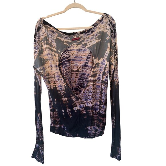 Hard Tail Forever XS Tie-Dye Long Sleeve Rayon & Linen Open Back Top Made In USA - Picture 7 of 11